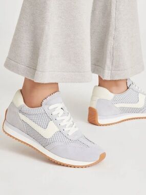 DOLCE VITA B.ntcd Mesh Light Grey Leather & Cream Retro Sneakers Runner Shoes